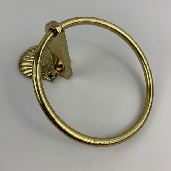 Brass Shell Clam Towel Ring Holder Wall Mount Bathroom Hanger Mod - Picture 6 of 16